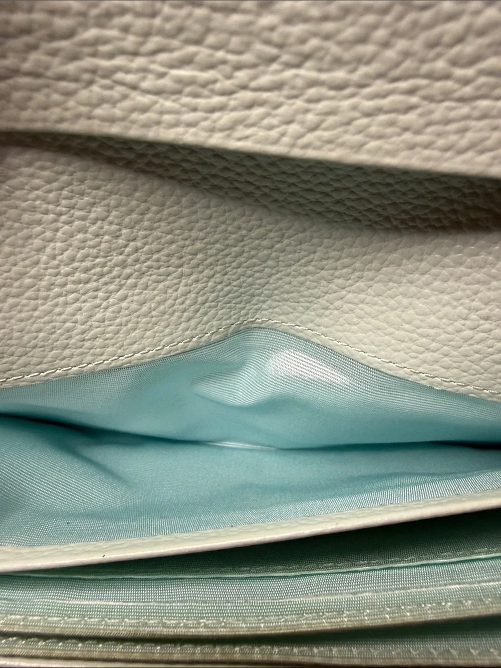 Samantha Thavasa Mint Green Petit Choice Pebbled Leather Wallet with Gold Trim